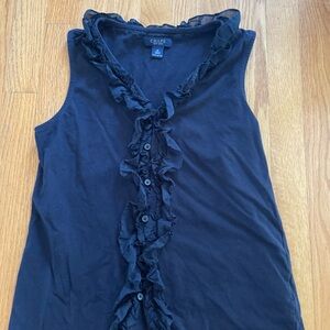 Chaps Women's Navy Ruffle Blouse